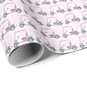 ピンクゴルフカート女性ゴルファー ラッピングペーパー (ロールコーナー)