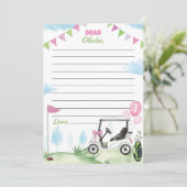 ピンクゴルフガールタイムカプセルノートメッセージカード サンキューカード (スタンド正面)