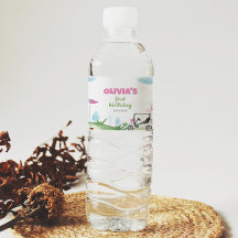 ピンクゴルフガール誕生日パーティーウォーターボトルラベル