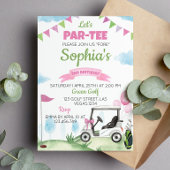 ピンクゴルフガール誕生日パーティー参加者任意の年齢 招待状