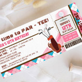 ピンクゴルフチケットパスバースデーパーティー 招待状