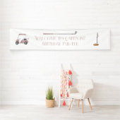 ピンクゴルフテーマ歓迎バースデーサイン 横断幕 (インサイチュ)