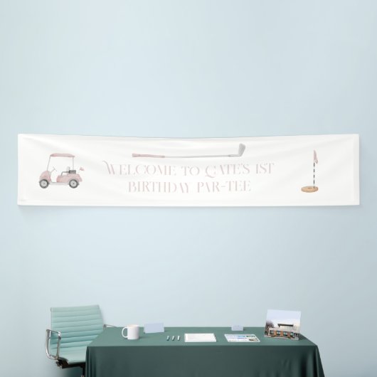 ピンクゴルフテーマ歓迎バースデーサイン 横断幕 (トレードショー)