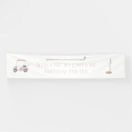 ピンクゴルフテーマ歓迎バースデーサイン 横断幕