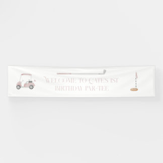 ピンクゴルフテーマ歓迎バースデーサイン 横断幕