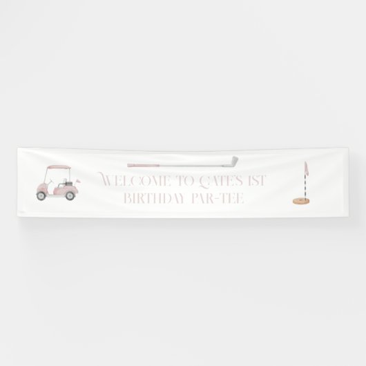 ピンクゴルフテーマ歓迎バースデーサイン 横断幕 (横)