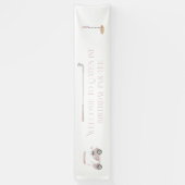 ピンクゴルフテーマ歓迎バースデーサイン 横断幕 (縦)