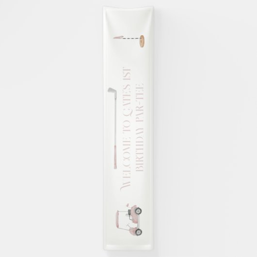 ピンクゴルフテーマ歓迎バースデーサイン 横断幕 (縦)