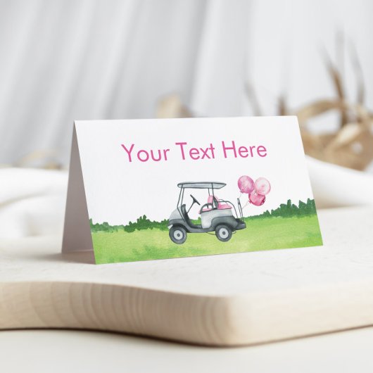 ピンクゴルフテーマ食品ラベル プレイスカード