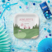 ピンクゴルフバースデーパーティー ペーパープレート (パーティー)