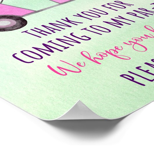 ピンクゴルフファースト誕生日パルティーの好意のサイン ポスター (角)