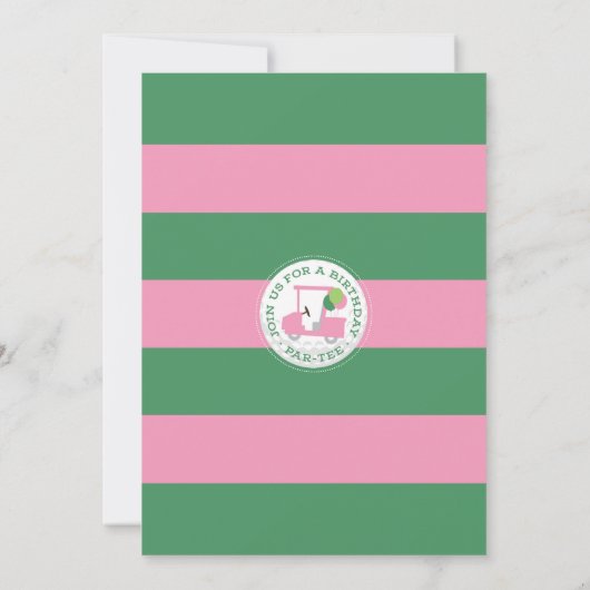 ピンクゴルフホールインワン誕生日招待状 招待状 (裏面)