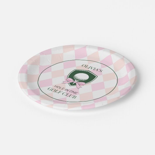 ピンクゴルフホールinワンガールスポーツ1st誕生日 ペーパープレート (アングル)