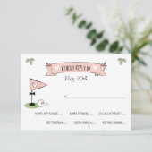 ピンクゴルフボールとボウタイピンRSVPカード 出欠カード (スタンド正面)