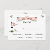 ピンクゴルフボールとボウタイピンRSVPカード 出欠カード (正面/裏面)