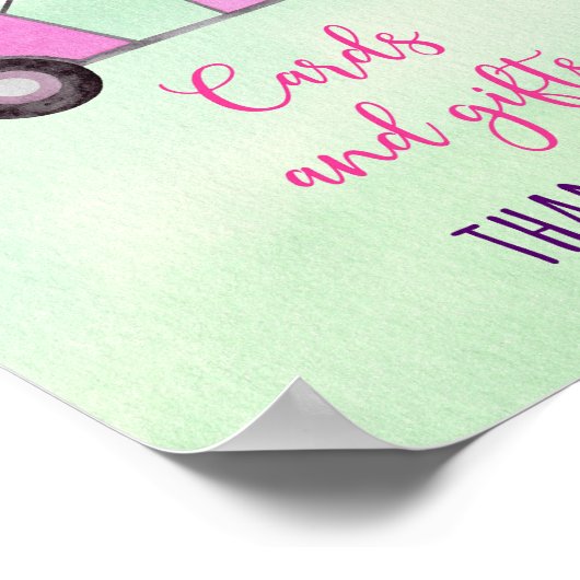 ピンクゴルフ誕生日カードとギフトサイン ポスター (角)