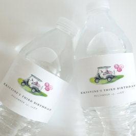 ピンクゴルフ誕生日パルティー ペットボトルラベル