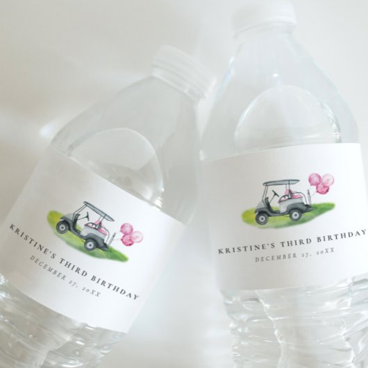 ピンクゴルフ誕生日パルティー ペットボトルラベル