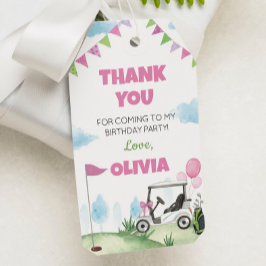 ピンクゴルフ誕生日パーティーサンクスユユーラベル ギフトタグ