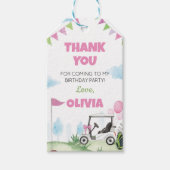 ピンクゴルフ誕生日パーティーサンクスユユーラベル ギフトタグ (正面)