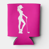 ピンクゴルフ誕生日レディーサプライズ 缶クーラー (正面)