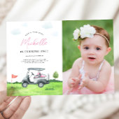 ピンクゴルフ誕生日写真招待状for Girls 招待状