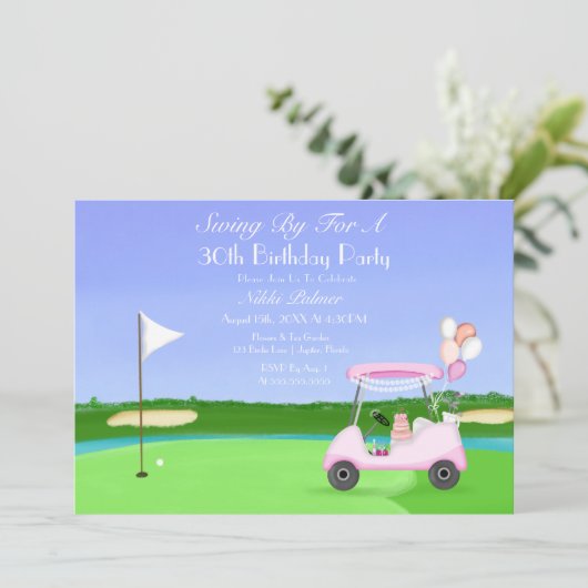 ピンクゴルフ30th誕生日パーティー 招待状 (スタンド正面)