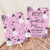 ピンクゴーストのすごいハロウィン 誕生日 招待状