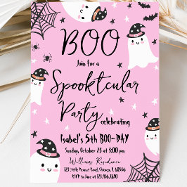 ピンクゴーストのすごいハロウィン 誕生日 招待状