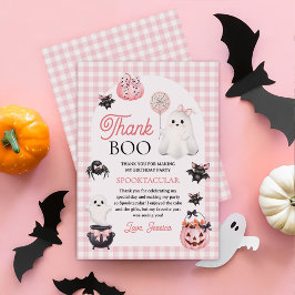 ピンクゴースト ハロウィン お誕生日パーティー サンキューカード