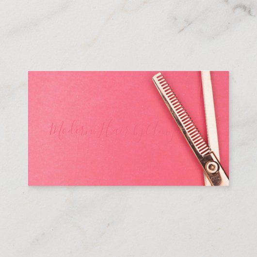 ピンクゴールデンかわいらしシザーアポイントメントアラーム 名刺 (裏面)
