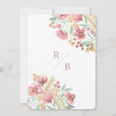 ピンクゴールデンイエローフローラアーチフォト結婚ズ セーブザデート (裏面)