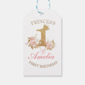 ピンクゴールデンクラウンプリンセス1st誕生日パーティー ギフトタグ (裏面)