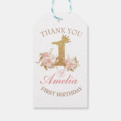 ピンクゴールデンクラウンプリンセス1st誕生日パーティー ギフトタグ (裏面)