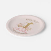 ピンクゴールデンクラウンプリンセス1st誕生日パーティー ペーパープレート (アングル)