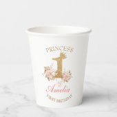 ピンクゴールデンクラウンプリンセス1st誕生日パーティー 紙コップ (裏面)