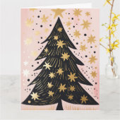 ピンクゴールデンクリスマスツリー カード (黄色い花)