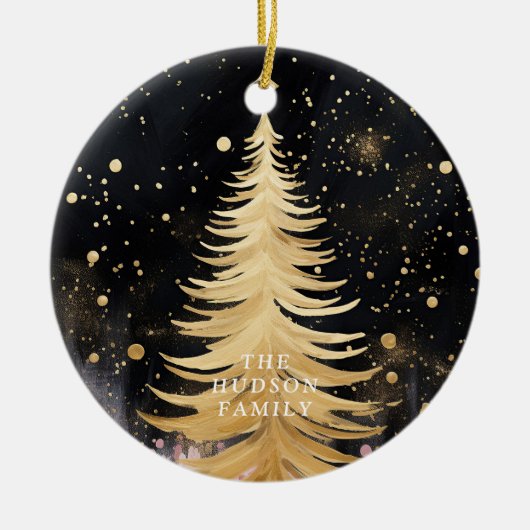 ピンクゴールデンクリスマスツリー セラミックオーナメント (正面)