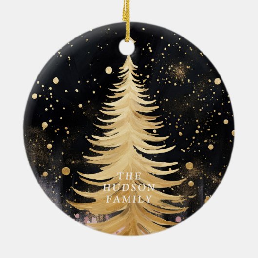 ピンクゴールデンクリスマスツリー セラミックオーナメント (裏面)