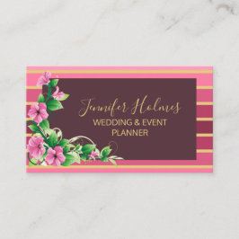 ピンクゴールデンストライプズ線フローラ 名刺