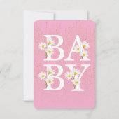 ピンクゴールデンデイジーグリッターグローベビーシャワー サンキューカード (裏面)