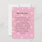 ピンクゴールデンデイジーグリッターグローベビーシャワー サンキューカード (正面)