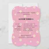 ピンクゴールデンデイジーグリッターグローベビーシャワー 招待状 (正面)