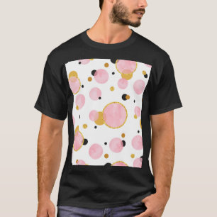 ピンクゴールデンドット、幾何学的ヴィンテージ。 Tシャツ