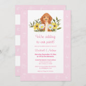 ピンクゴールデンドードルドッグベビーシャワー招待状 招待状 (正面/裏面)