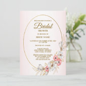 ピンクゴールデンフローラジオメトリックピーチブライダルシャワー 招待状 (スタンド正面)