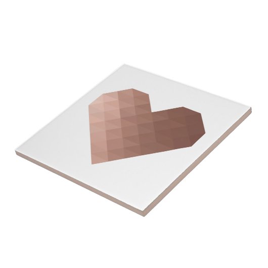 ピンクゴールデンメタル3D効果幾何学的ハート タイル (側面)