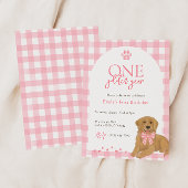 ピンクゴールデンレトリエバーワンゴールデンイヤー誕生日 招待状