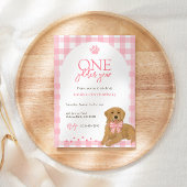 ピンクゴールデンレトリエバーワンゴールデンイヤー誕生日 招待状