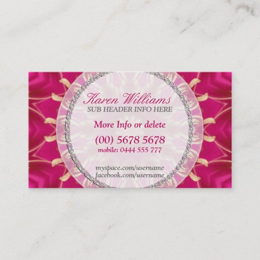 ピンクゴールデン太陽のスタービジネスカード 名刺 (正面)